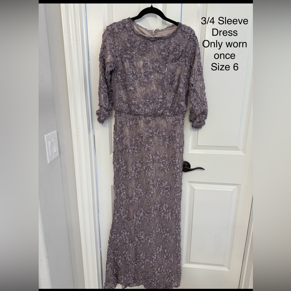 Elegant Lace Evening Gown - Purple